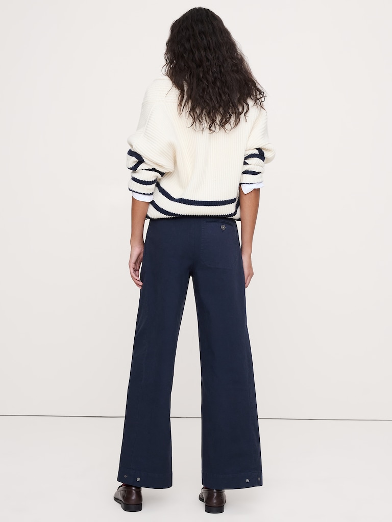 High-Rise Stretch-Canvas Sailor Pant