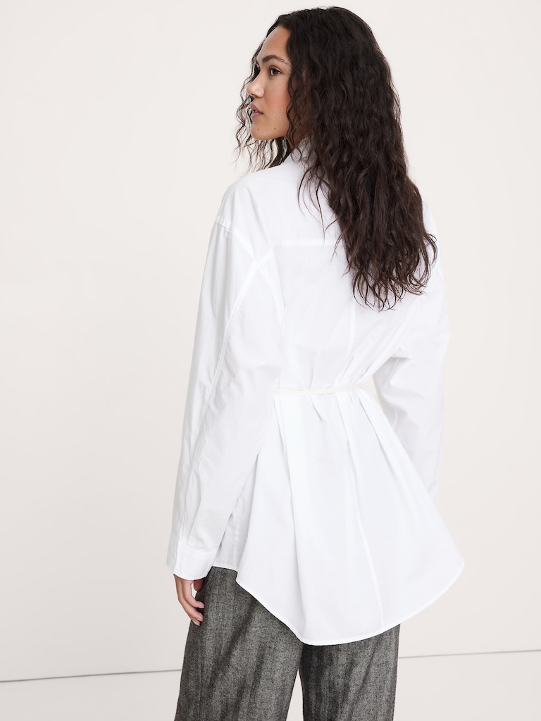 Cotton Poplin Drawstring-Waist Tunic