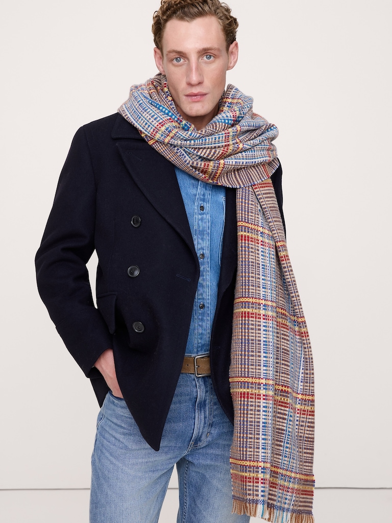 Italian Plaid Wool-Blend Scarf