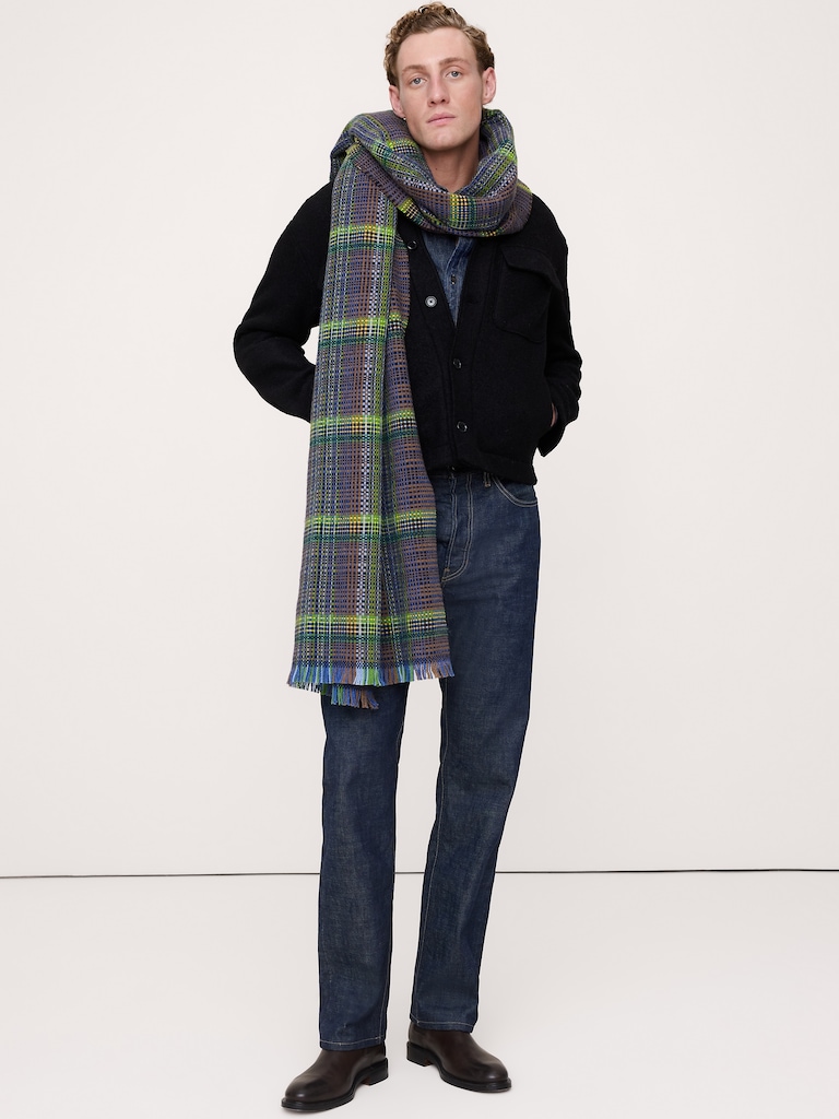 Italian Plaid Wool-Blend Scarf