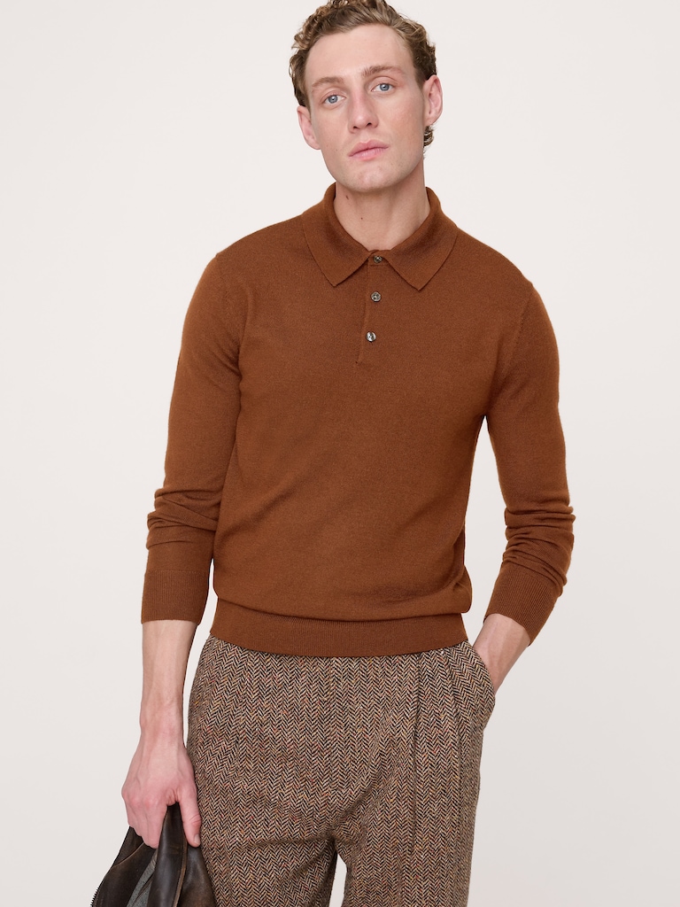 Merino Long-Sleeve Sweater Polo