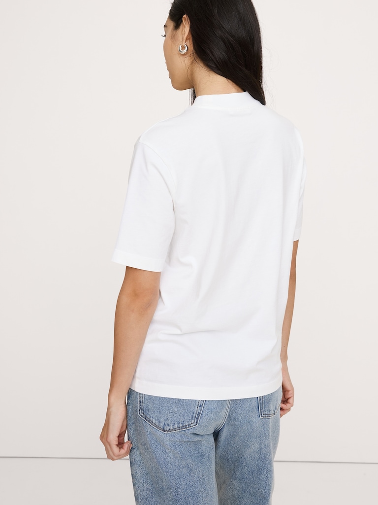 Vintage Cotton Mock-Neck T-Shirt