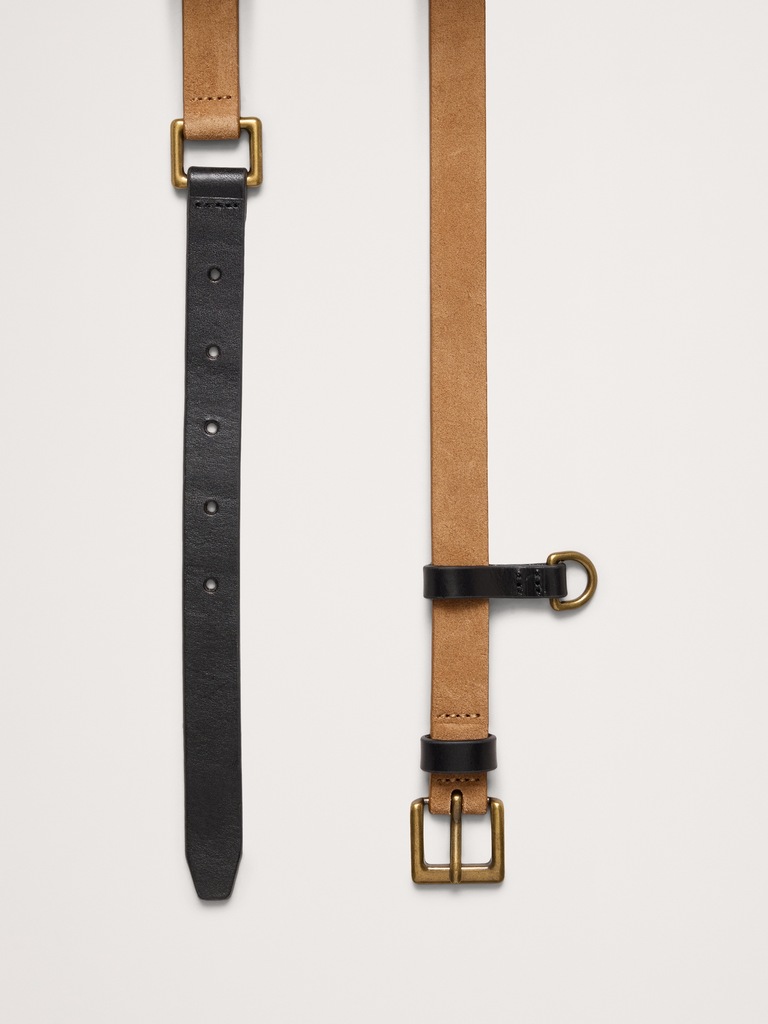 Two-Tone Leather Skinny Utility Belt