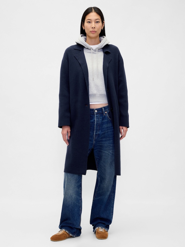 Cotton-Blend Cardigan Coat