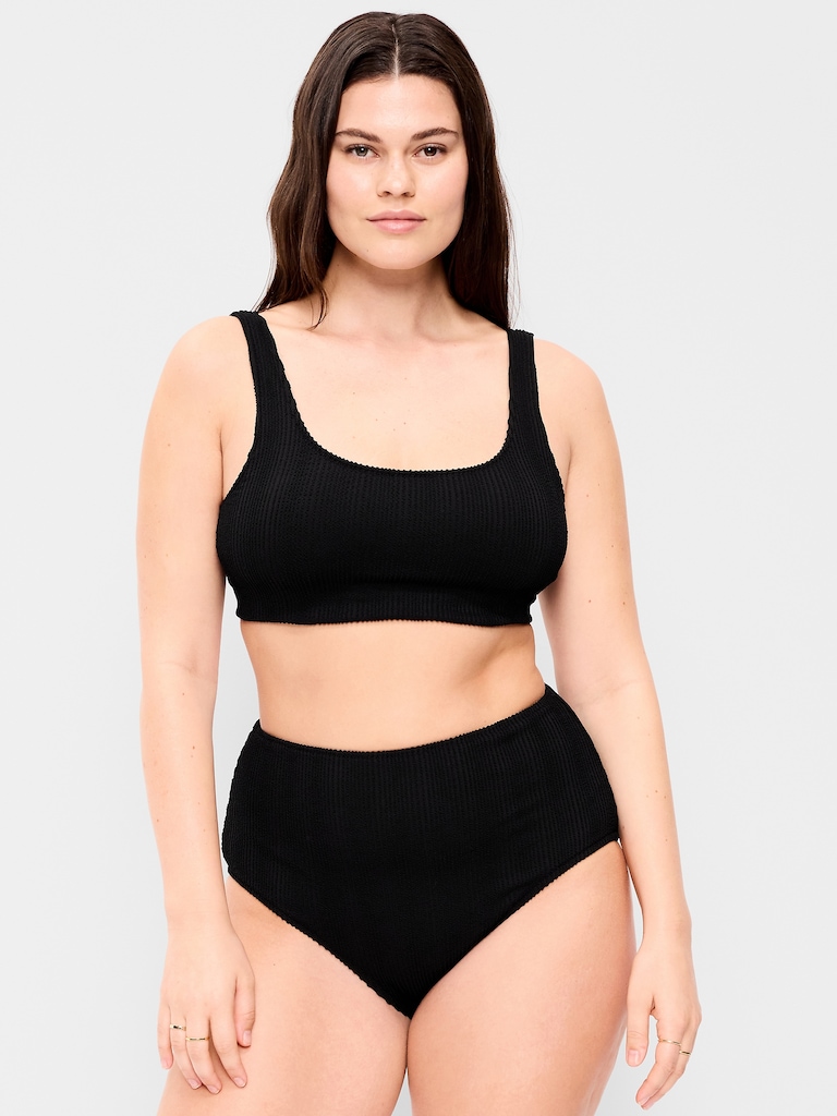 Ribbed Scoop-Neck Swim Top