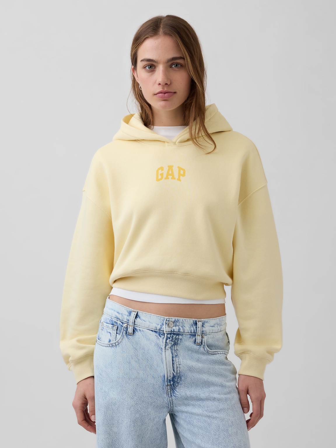 VintageSoft Oversized Crop Logo Hoodie