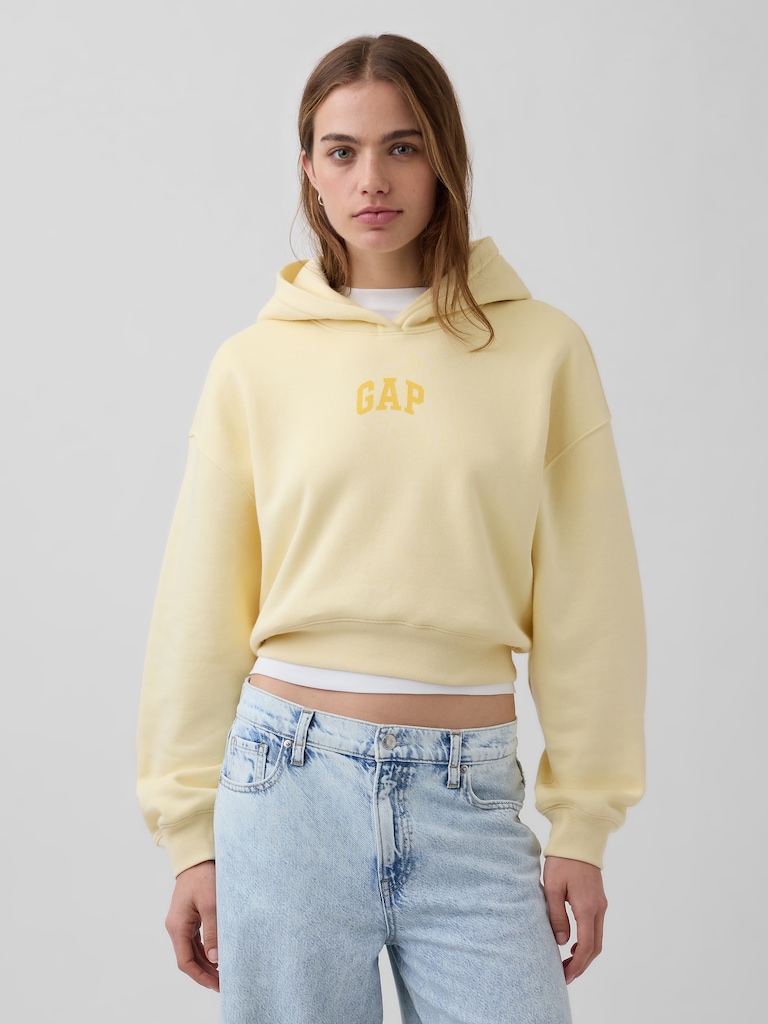VintageSoft Oversized Crop Logo Hoodie