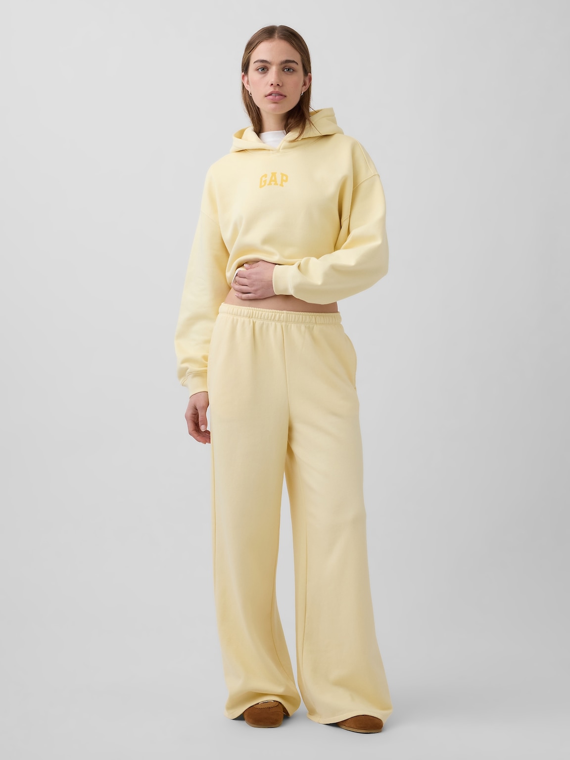 VintageSoft Oversized Crop Logo Hoodie