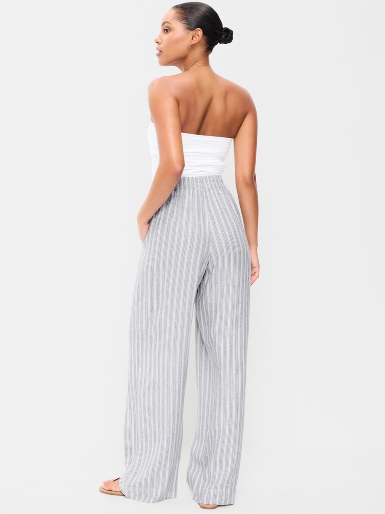 High-Waisted Linen-Blend Wide-Leg Pants