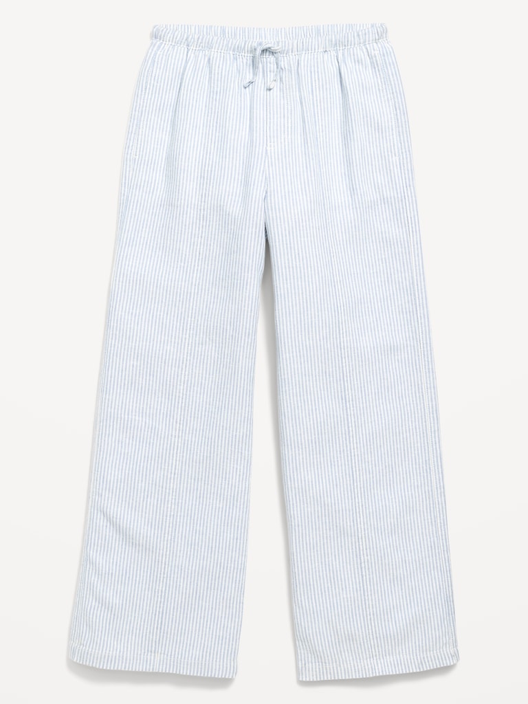 Striped Linen-Blend Wide-Leg Pants for Girls