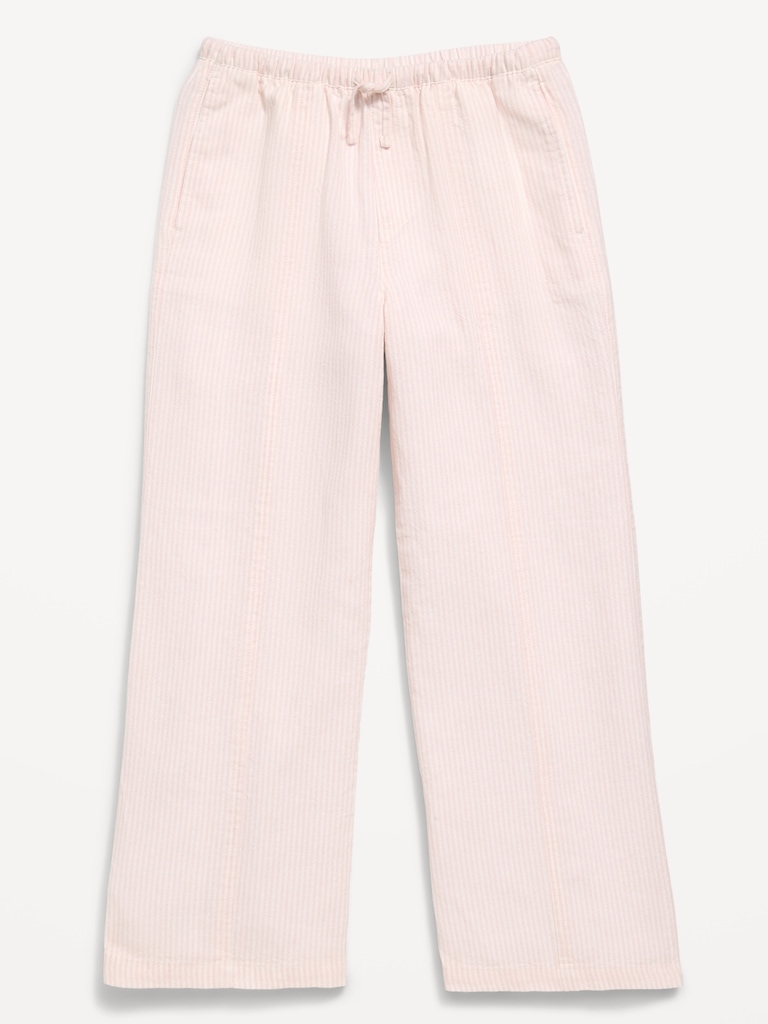 Striped Linen-Blend Wide-Leg Pants for Girls