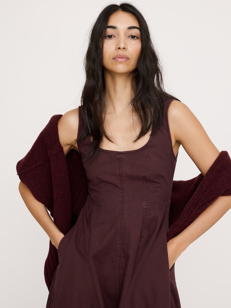 Stretch-Cotton Barrel Midi Dress