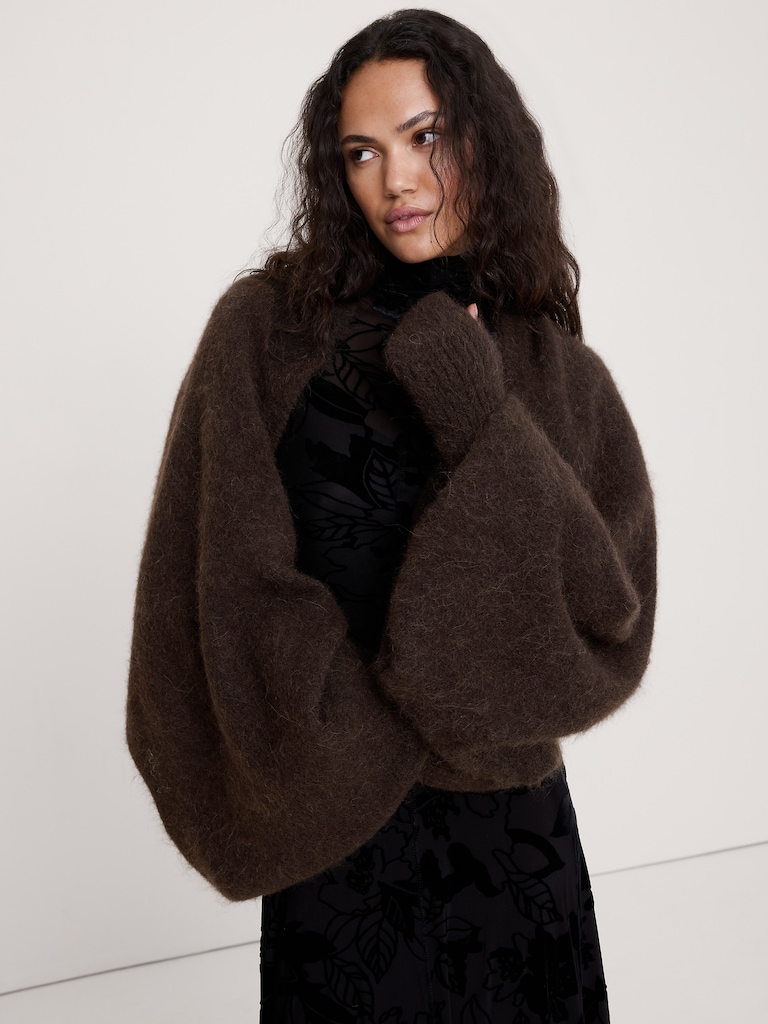 Fuzzy Alpaca-Blend Mitten-Scarf