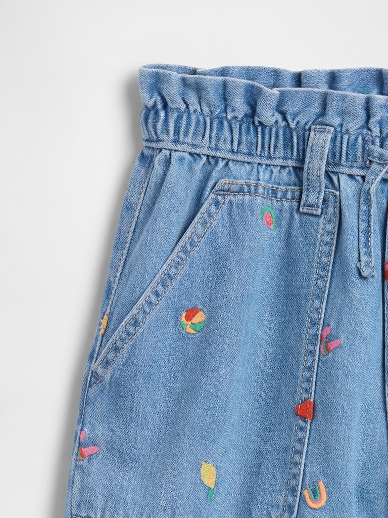 Kids High Rise Relaxed Pull-On Denim Shorts