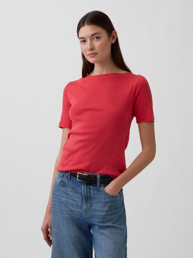 Modern Ribbed Boatneck T-Shirt
