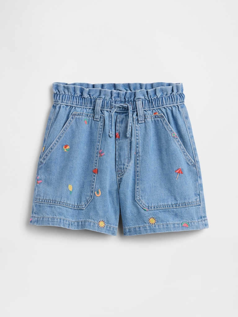 Kids High Rise Relaxed Pull-On Denim Shorts
