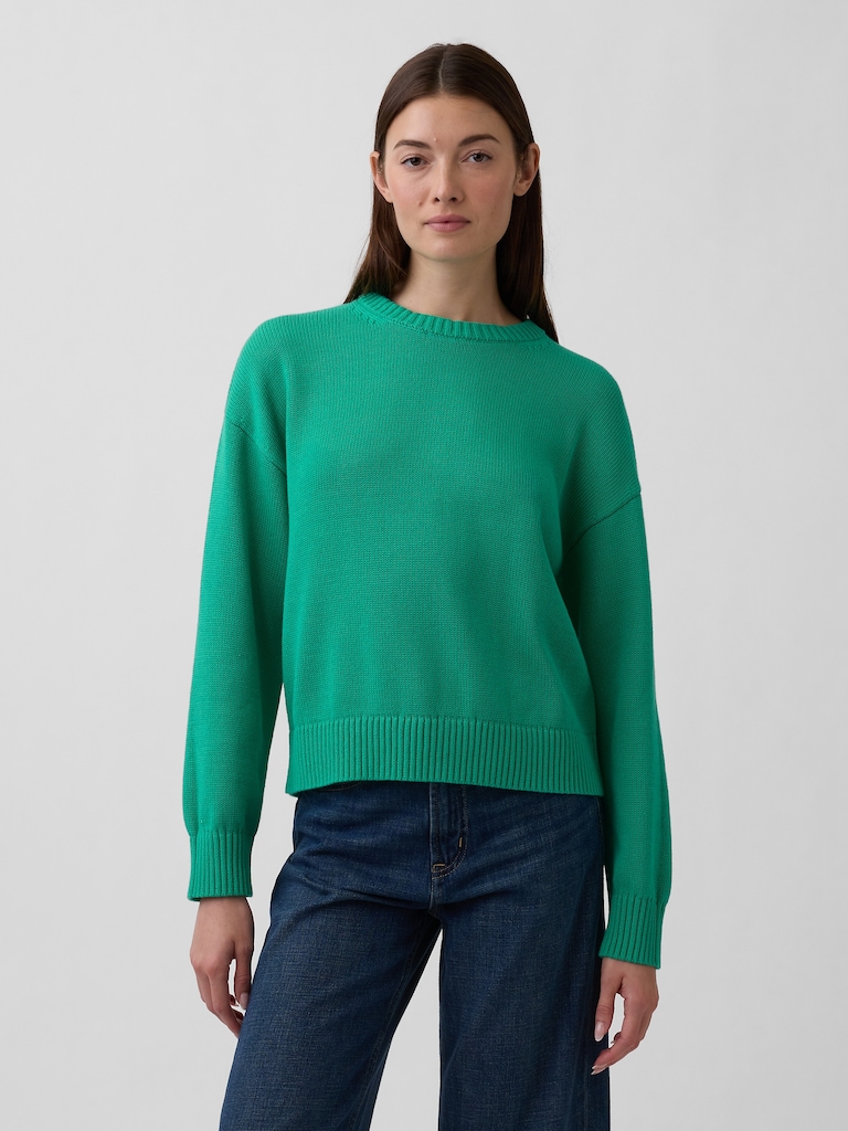 Relaxed Cotton Crewneck Sweater