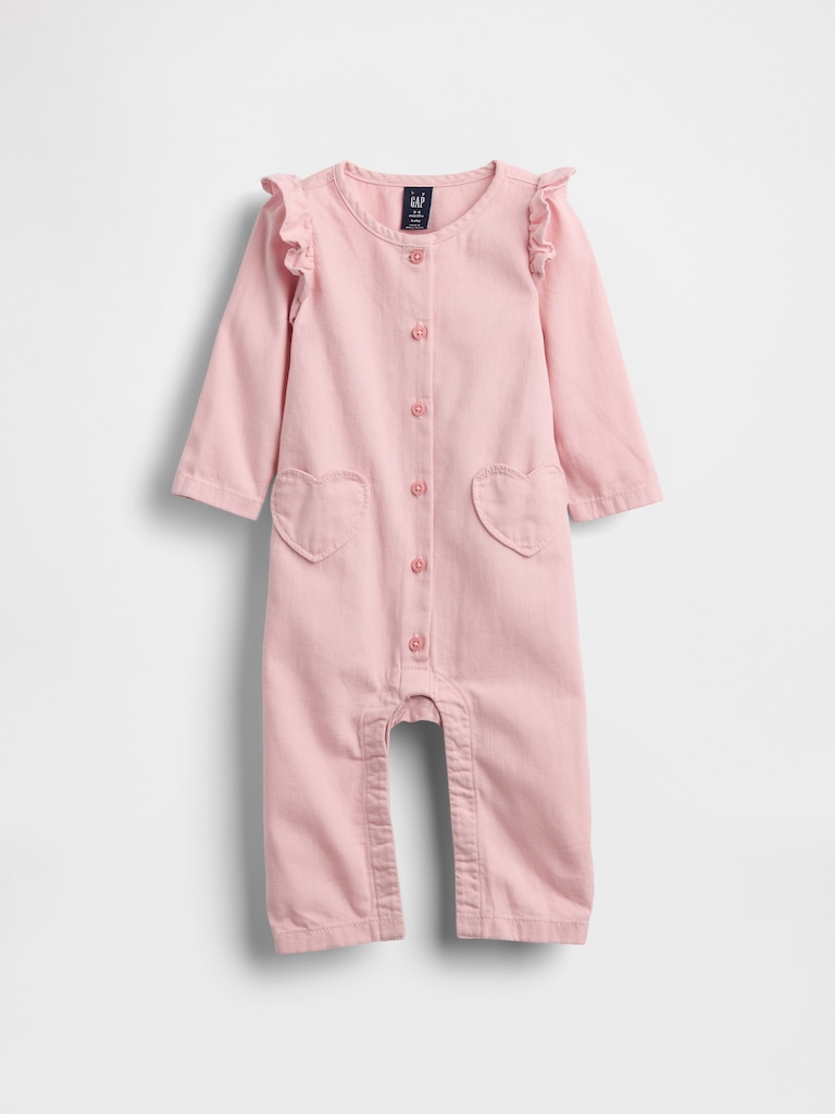 Baby Denim Heart Pocket One-Piece