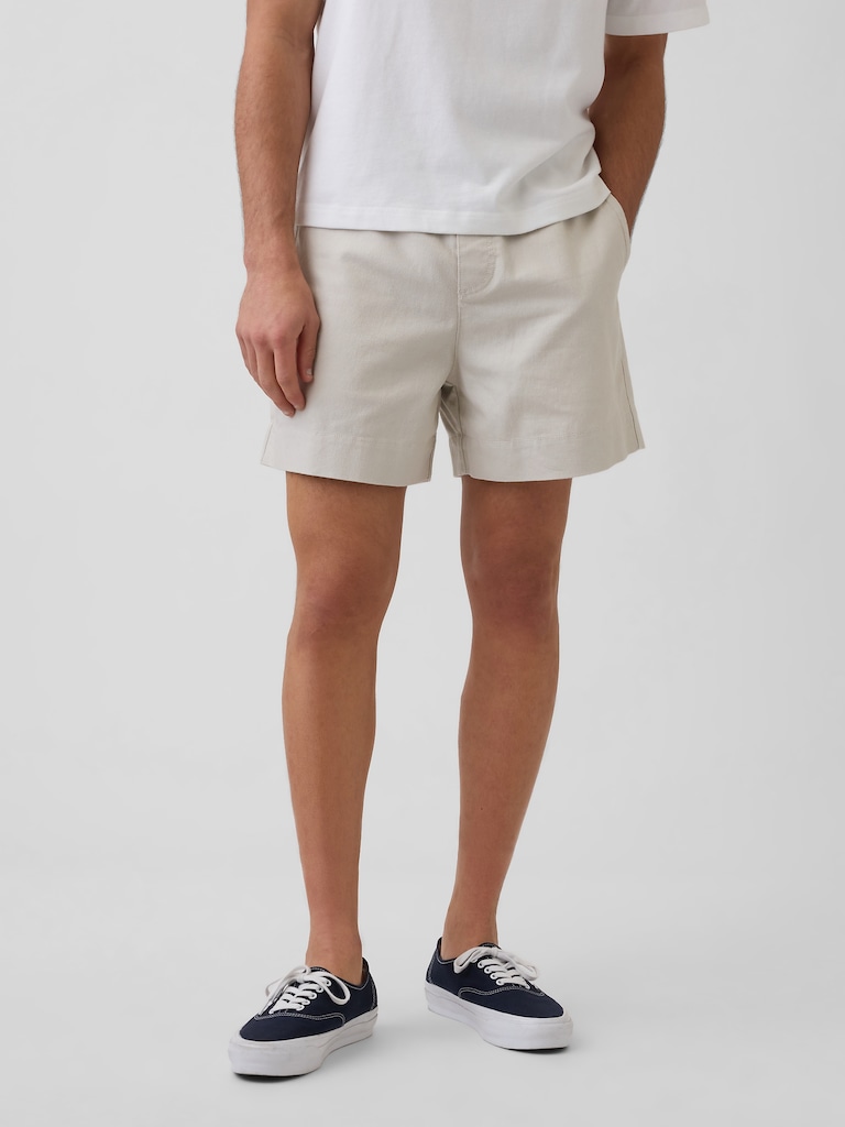 5.5" Linen-Blend Relaxed Shorts