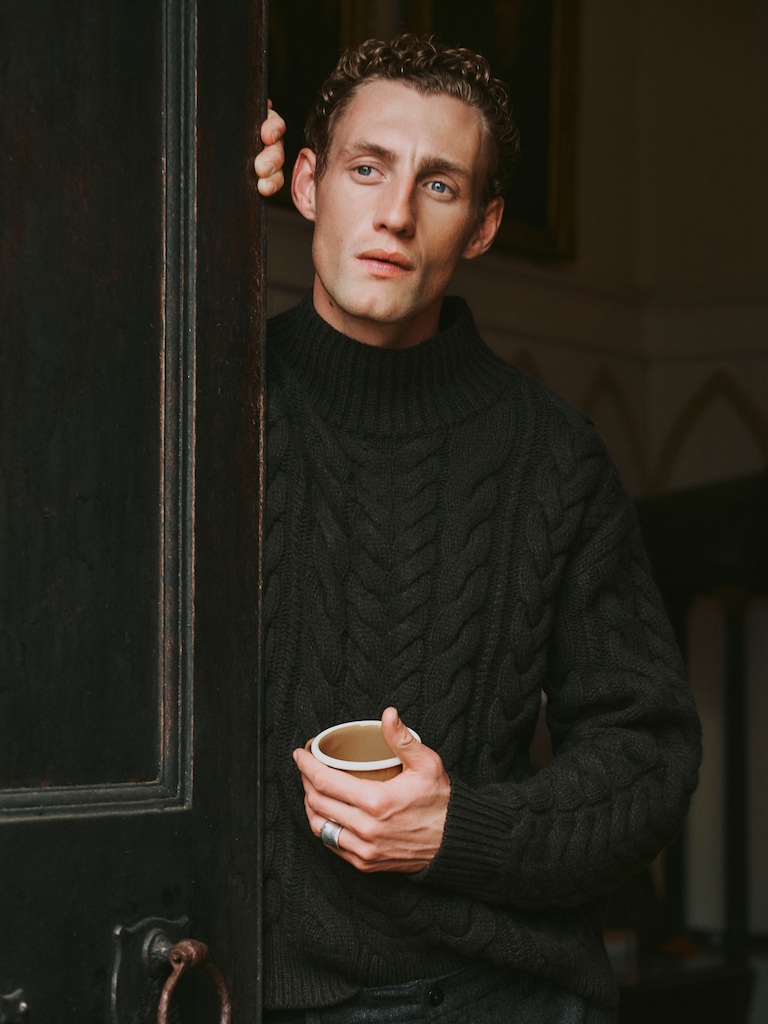 Italian Merino-Blend Mock-Neck Sweater