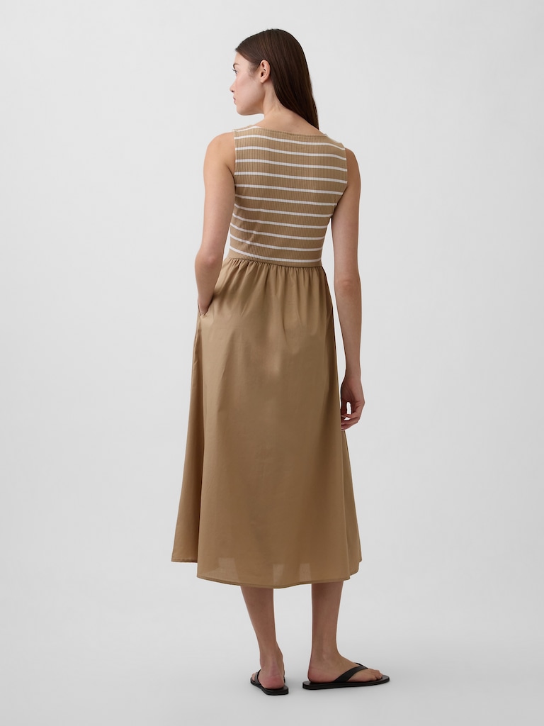 Sleeveless Boatneck Midi Dress