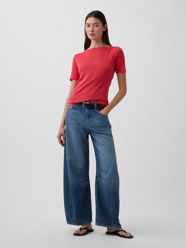 Modern Ribbed Boatneck T-Shirt