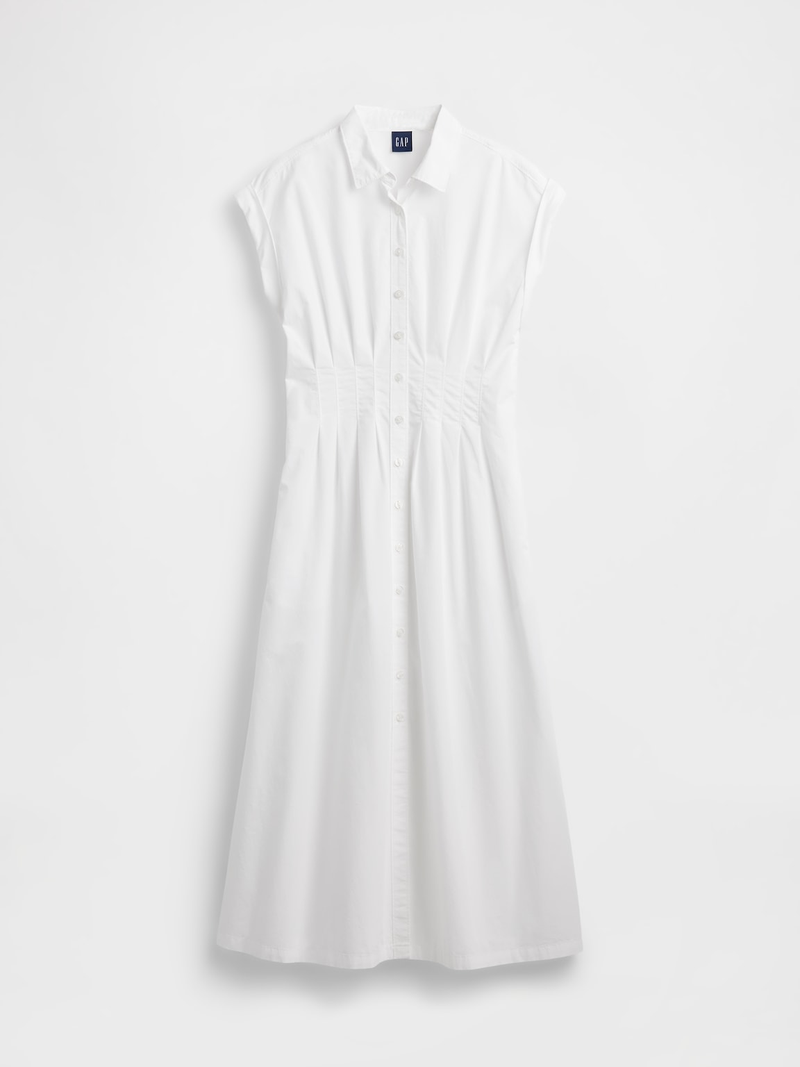 Poplin Cinched Midi Shirtdress