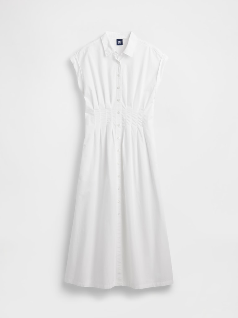 Poplin Cinched Midi Shirtdress