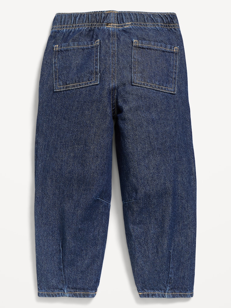 Pull-On Baggy Barrel-Leg Jeans for Toddler Girls