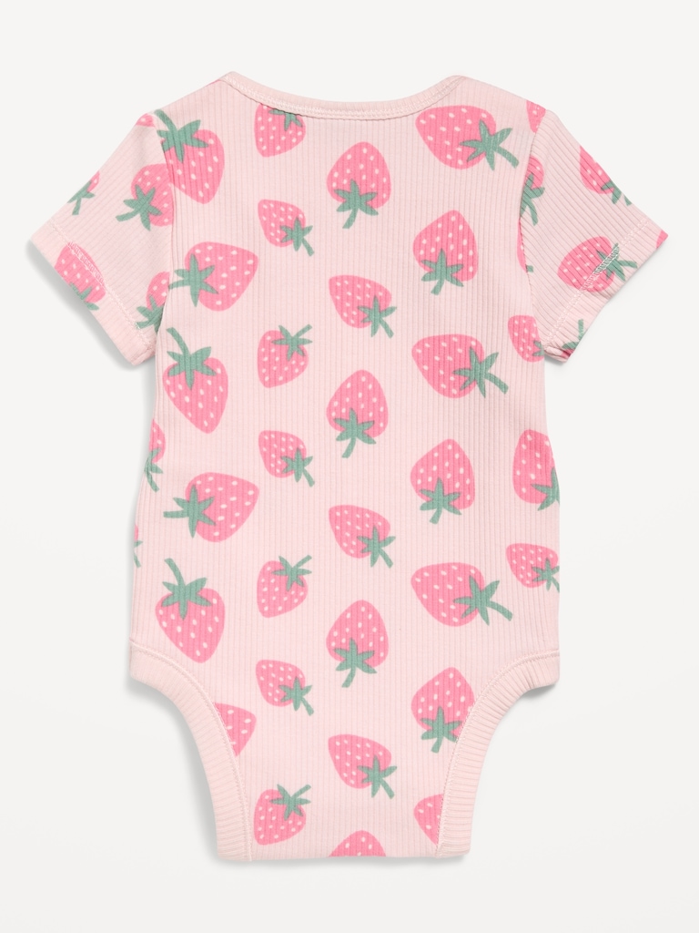 Printed Short-Sleeve Ribbed Bodysuit for Baby