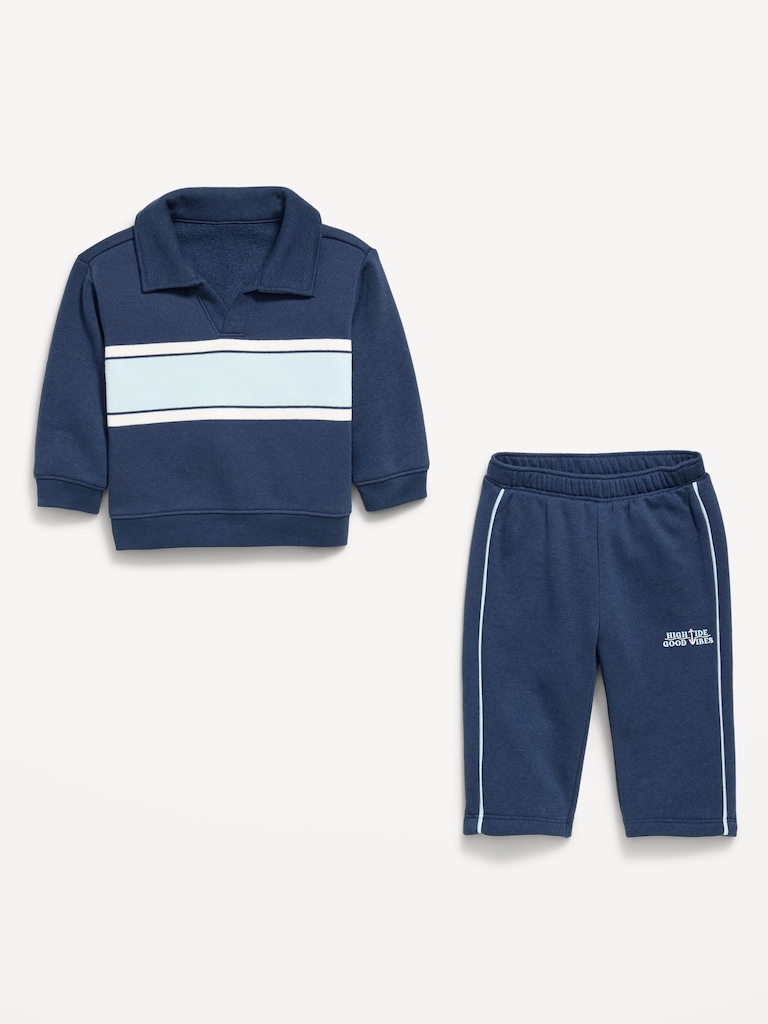 Collared Sweatshirt and Sweatpants for Baby