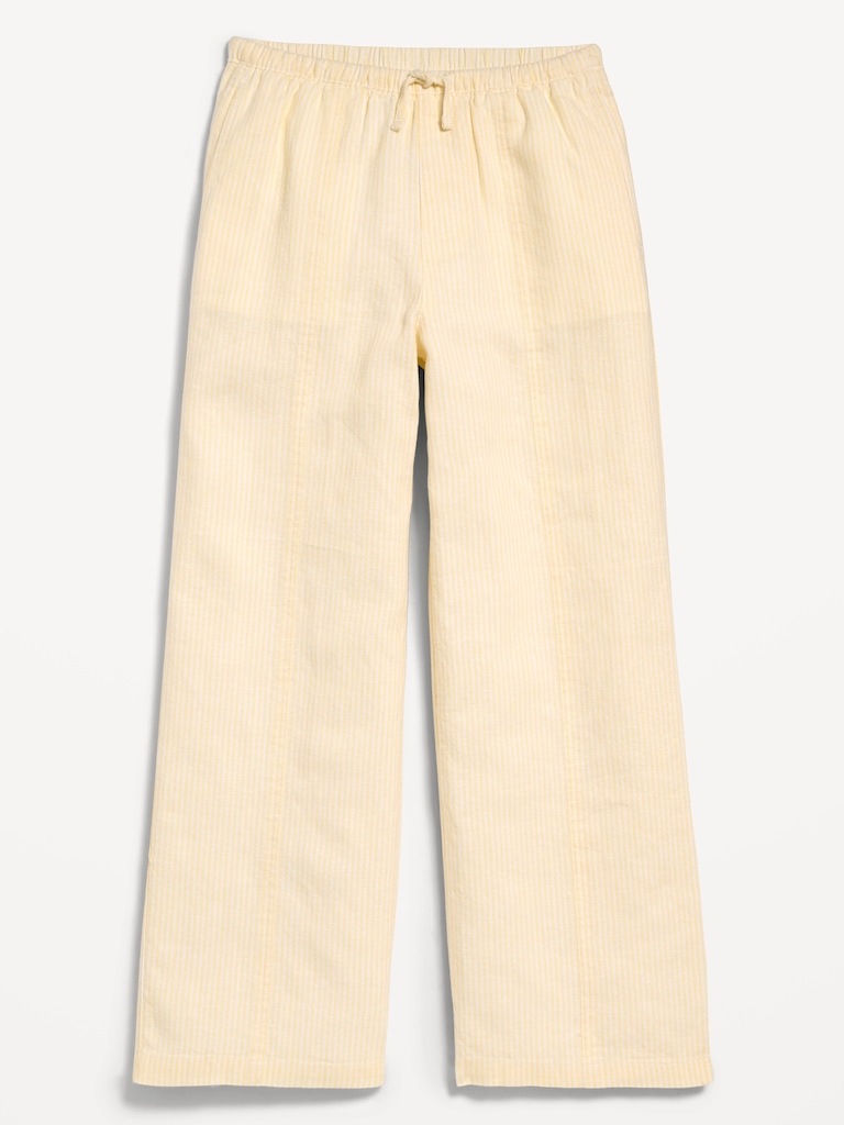 Striped Linen-Blend Wide-Leg Pants for Girls