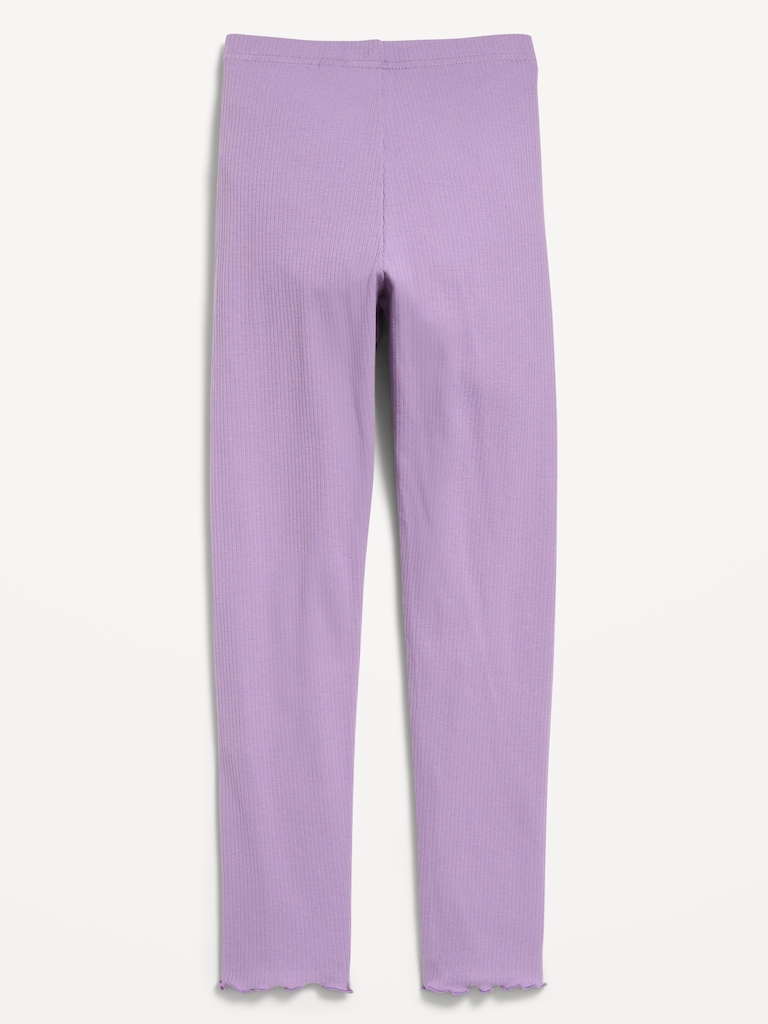 Ribbed Lettuce-Edge Leggings for Girls