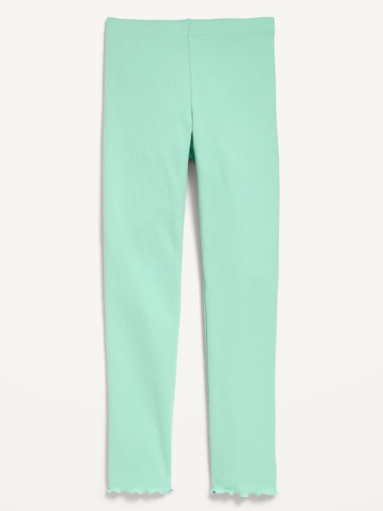 Ribbed Lettuce-Edge Leggings for Girls