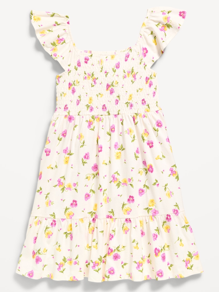 Printed Fit and Flare Smocked Dress for Girls