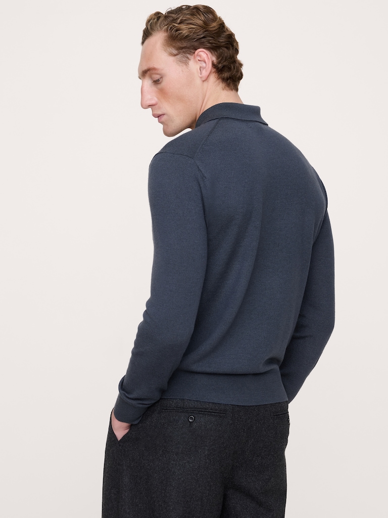 Merino Long-Sleeve Sweater Polo