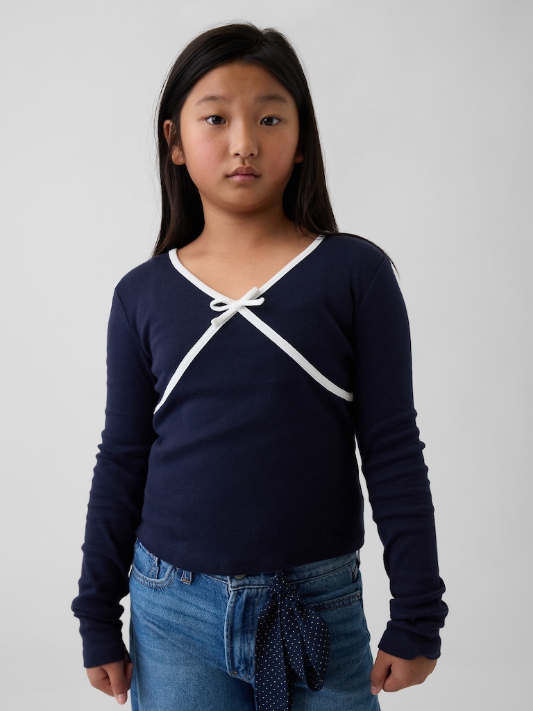 Kids Cross Front Bow T-Shirt
