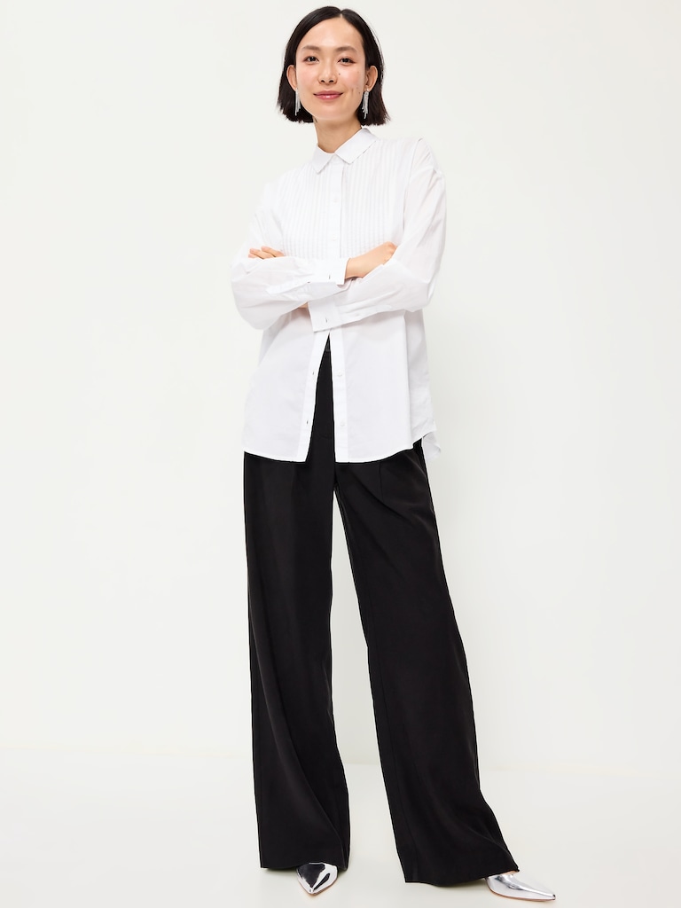 Oversized Button-Down Tuxedo Shirt