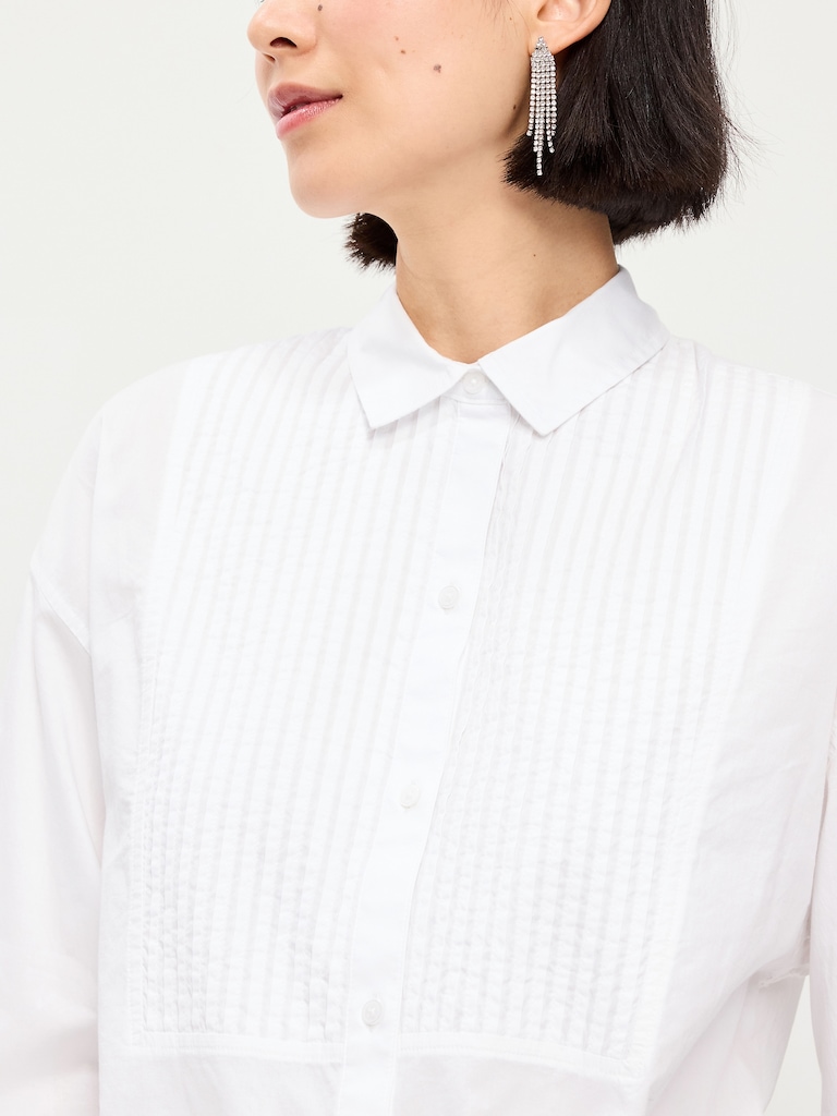 Oversized Button-Down Tuxedo Shirt