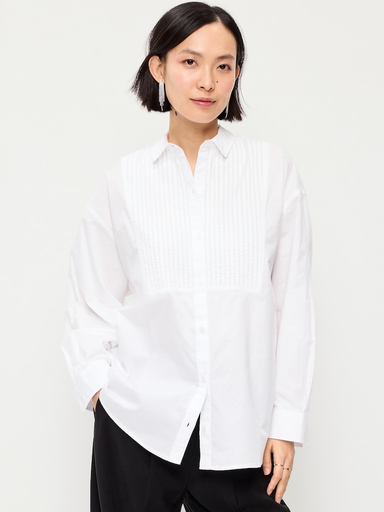Oversized Button-Down Tuxedo Shirt