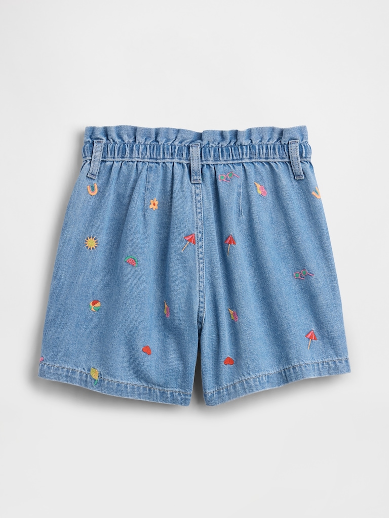 Kids High Rise Relaxed Pull-On Denim Shorts