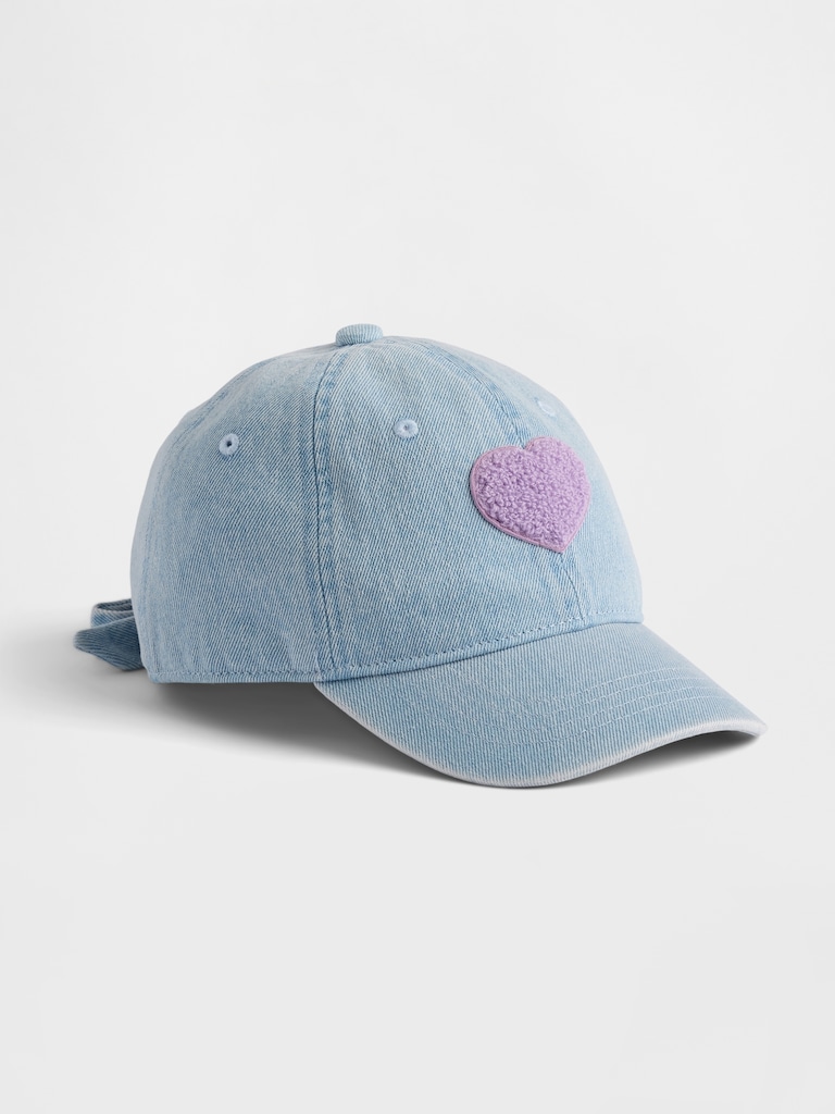 Kids Denim Terry Heart Baseball Hat