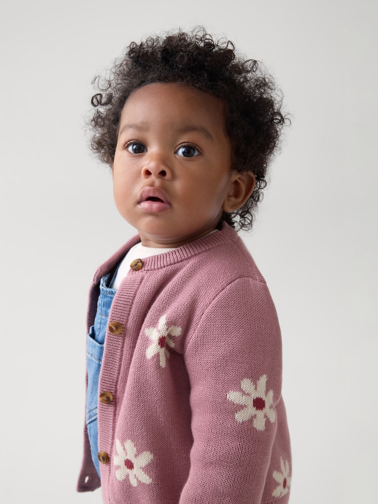 Baby Print Crewneck Cardigan