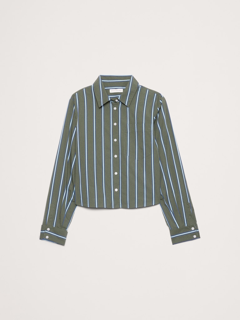 Cotton Poplin Ruffle-Back Shirt