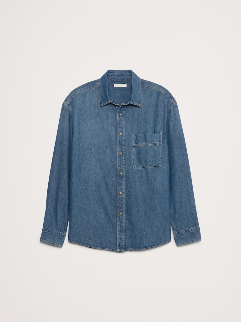 Relaxed-Fit Washed Denim Shirt