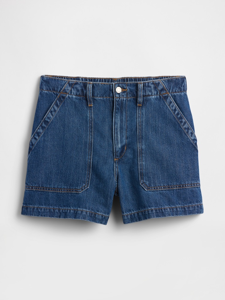 4" High Rise SuperSoft Denim Utility Shorts