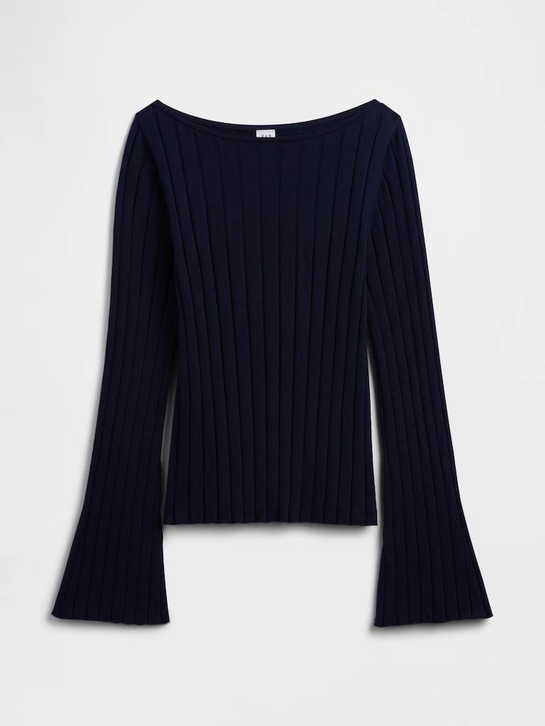 Wide-Rib Boatneck Sweater