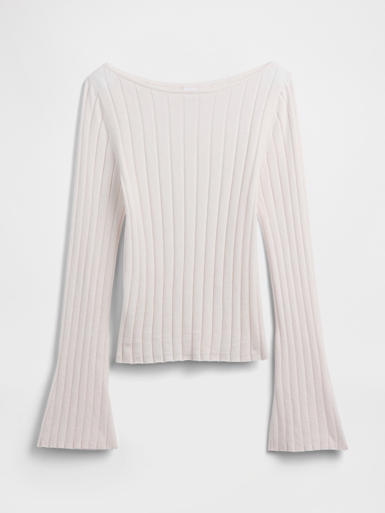 Wide-Rib Boatneck Sweater