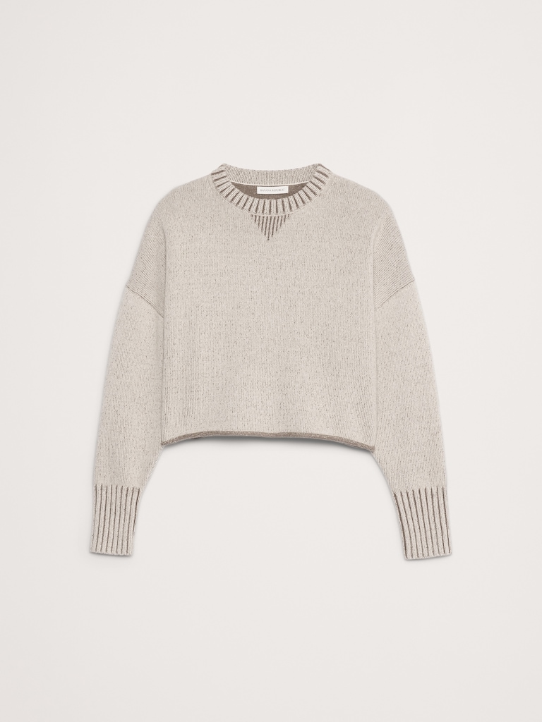 Merino-Cotton Two-Tone Cropped Sweater