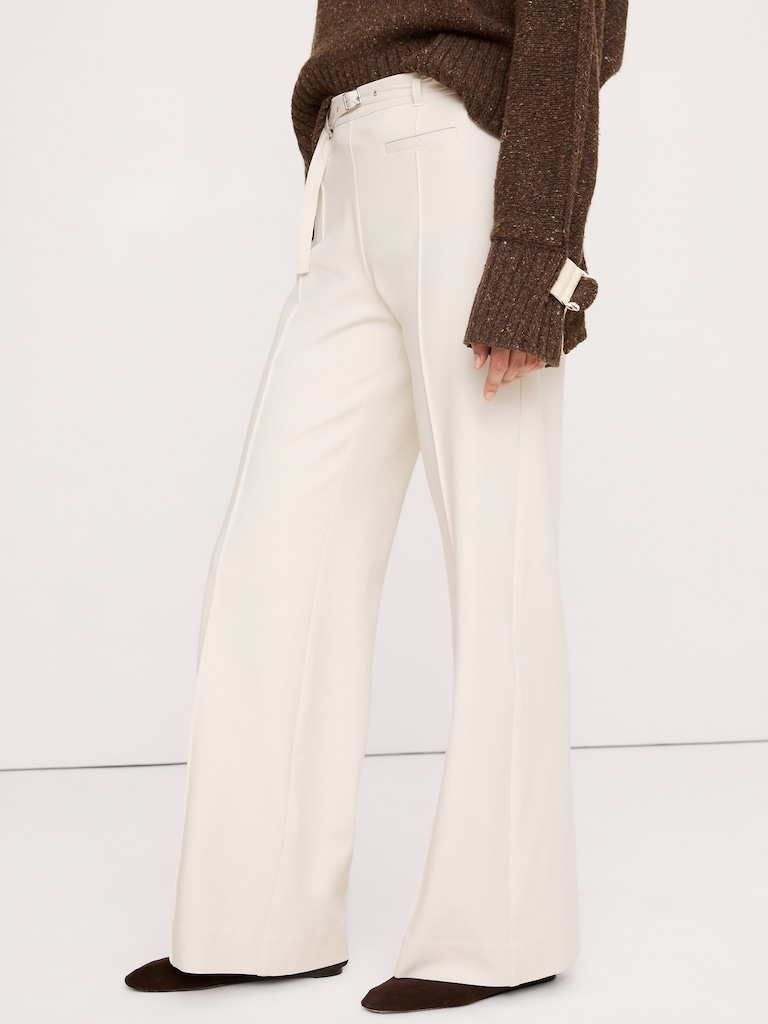 Mid-Rise Wide-Leg City Stretch Pant